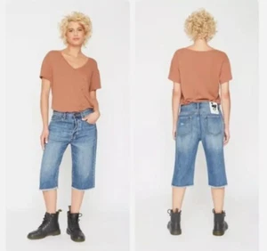 Pantalones Cortos Vaqueros Sandrine Rose Bermuda Denim Azul 27 Nuevos con Etiquetas - Imagen 1 de 14