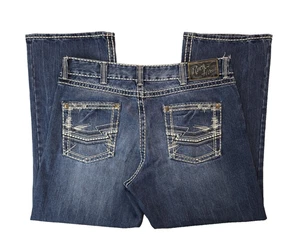 Pantalones de mezclilla Rock 47 Wrangler Western bordados azules para hombre talla 38x30 relajados - Imagen 1 de 6