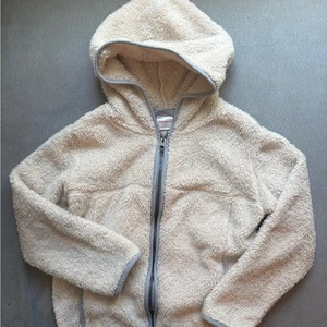 Hanna Andersson 120cm sz 6-7 marshmallow fleece Hoodie. Oatmeal/Blue - Picture 1 of 6