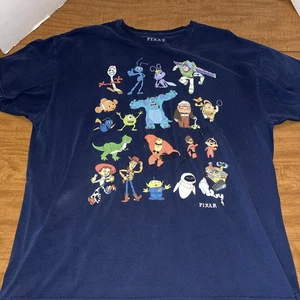Men's Disney Pixar Movie Collage T-Shirt Sz XL Navy Disney Characters Print - Picture 1 of 11
