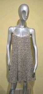 Vintage MGR Sleeveless Crochet Sweater Midi Dress Cotton Blend Brown Medium 90s - Picture 1 of 6