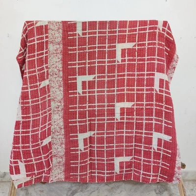 Vintage Indian Kantha Quilt Boho Patchwork Bedspread Throw Blanket - Image 1 of 3