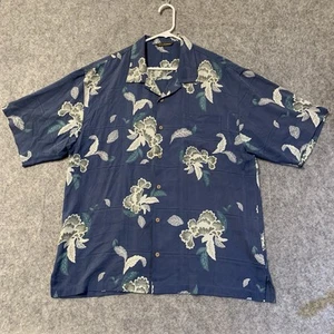 Camicia Tommy Bahama uomo XL blu floreale tropicale hawaiana 100% seta - Foto 1 di 18