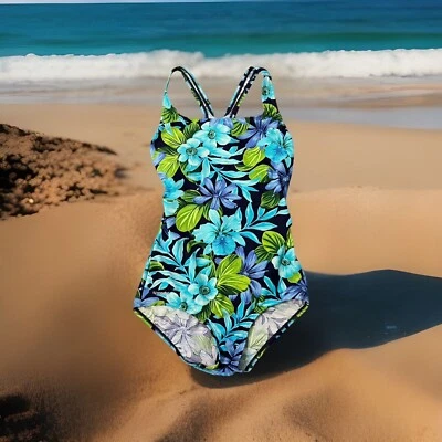 Speedo One Piece Swimsuit Women's 10 Tropical Floral Racerback Built-In Bra - Image 1 of 4