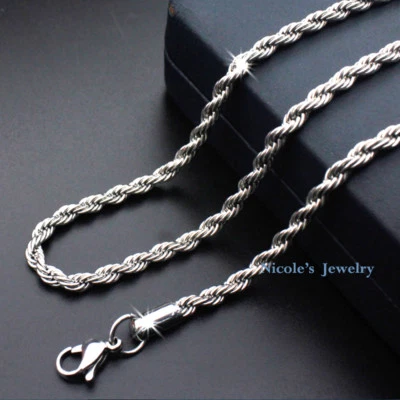 316L Stainless Steel Super Cool Men Rope Chain Necklace Men Unisex - image 1 of 2