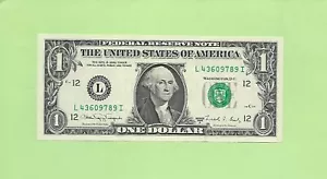 1988A ..UNCIRC 1 $ L 4360 9789 I .... 1988A 1 $ L-I NICE NOTE FRN - Bild 1 von 2