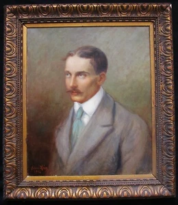 Exceptionnelle huile  par Léon Frédéric 1856-1940  "portrait d'homme  - Picture 1 of 10