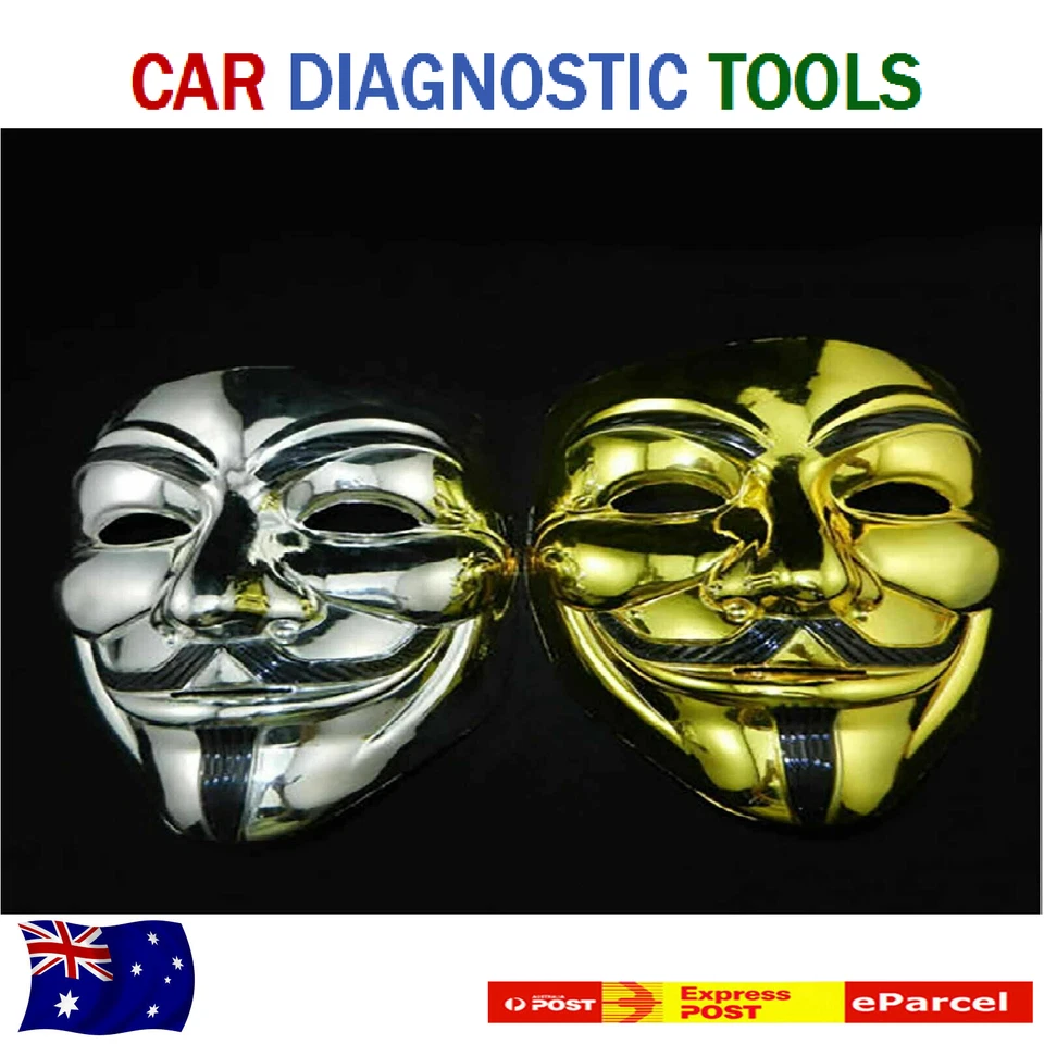 2x Funny V Vendetta Halloween Fancy Cosplay Party Create Guy Anonymous Mask./ - Image 1 of 4