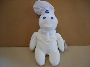Bolso de frijoles de peluche Pillsbury Doughboy 1997 vintage muñeca Poppin fresco 8" etiquetas - Imagen 1 de 3