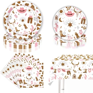 Western Cowgirl Party Decoration Tableware, 61PCS Cowgirl Party Supplies Include - Picture 1 of 6