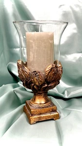 Edles Glas Windlicht Vase Antik Look Tulpen Gold Kerzenhalter 25cm Dutch Style - Bild 1 von 7