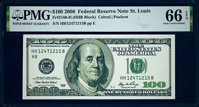 $100 2006 Federal Reserve Note St. Louis PMG 66 EPQ - Image 1 of 3