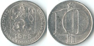Czechoslovakia 1989 10 Haleru KM# 80 Aluminum Socialist Republic Arms Lion Star - Picture 1 of 3
