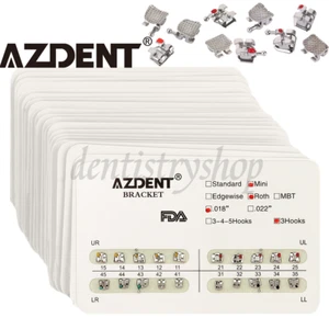 10X AZDENT Dental Orthodontic Bracket Mini/Standard MBT/Roth 022/018 Hooks 3 4 5 - Picture 1 of 8