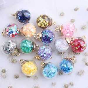 Glass Charms 20Pcs Round Transparent DIY Jewelry Ball Pendants Confetti Making