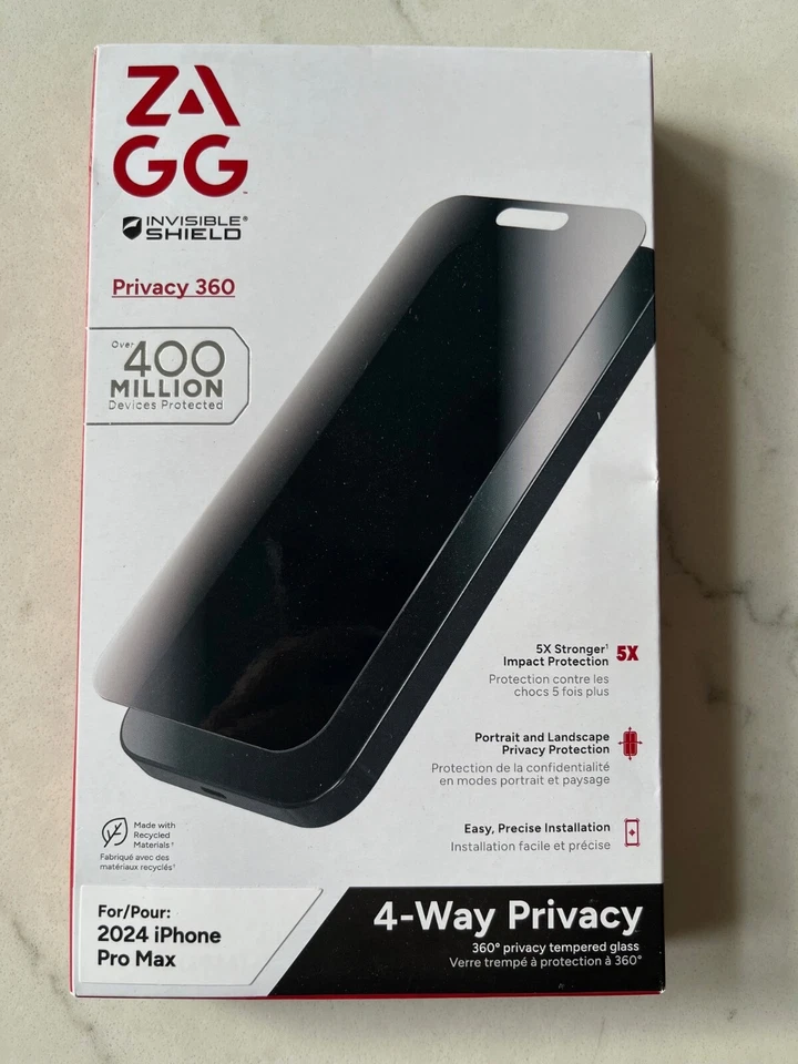SET OF 2 ZAGG Invisible Shield Privacy Screen Protector iPhone 16 Pro Max (6.9") - Image 1 of 1