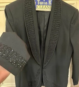 John Meyer Black Beaded Blazer Sz 12 - Picture 1 of 4
