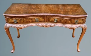 Good Quality Queen Anne Style Burr Walnut Serving Side Table - Picture 1 of 11
