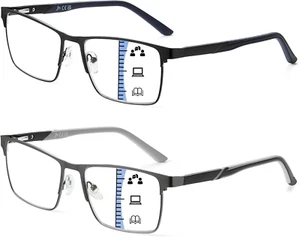 Progressive Multifocus Reading Glasses Men, Blue Light Blocking Readers No Line - Picture 1 of 7