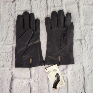 Fownes UltraNaturals Mens Gloves Sz M Black Leather 100% Wool Lining - Picture 1 of 8