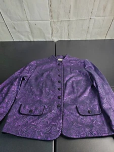 Vintage Studio Works Womens Blazer Med Purple paisley embelished Button Up - Picture 1 of 6