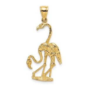 14k Massiv Poliert 3-Dimensional Double Flamingo Charm - Bild 1 von 5