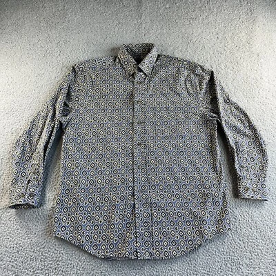 NUEVA Camisa TownCraft Para Hombres Mediana Púrpura Negra Paisley Argyle Estampado Completo Retro Foto 1 de 4