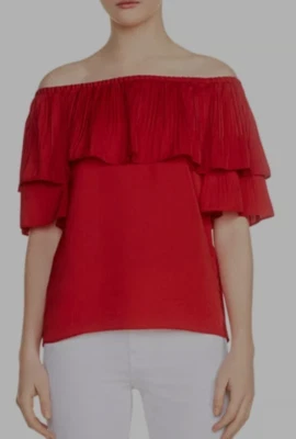 Maje Lacao Off-the-Shoulder Top Size 1 (FR/EU) Small (US) Red - Image 1 of 4