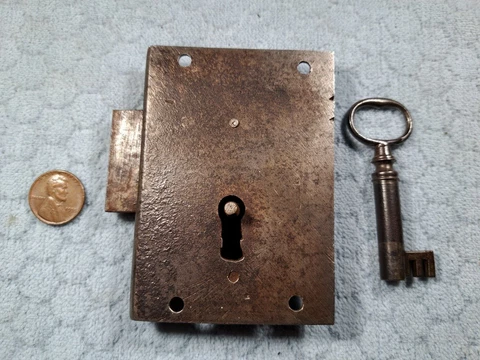 Early Cupboard Door Lock Surface Mounted Iron Cover