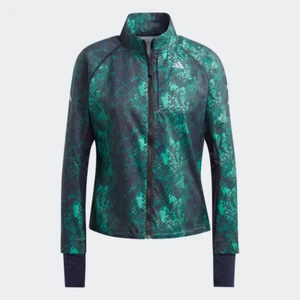 Adidas Women's FAST RUNNING ITERATION JACKET Small Black / Collegiate Green - Picture 1 of 5