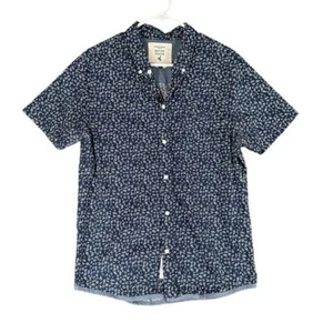 Native Youth Men’s L Large Blue Ditsy Flower SS Button Shirt Casual Preppy - Picture 1 of 13