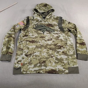 Denver Broncos Hoodie Mens Extra Large Green Camo Salute To Service Nike Dri Fit - Picture 1 of 9