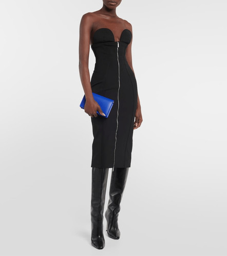 OFF WHITE Abito midi senza spalline bianco sporco