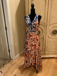 Johnny Was Jade Priyanka Floral Silk Wrap Maxi Dress Size L NWT~ $528  - Picture 1 of 5
