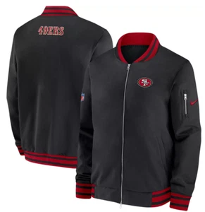 NIKE SF 49ers Sideline Coaches Black Full-Zip Bomber Jacket - MEN 2XL XXL - Picture 1 of 1