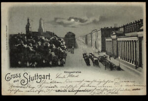 STUTTGART *Königsstraße* Mondschein-AK, gel. 1898 an Adr. Zacharias Oppenheimer