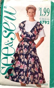Vintage Dress Jumper Sewing Pattern Uncut Size 18 20 22 See & Sew  4792 - Picture 1 of 2