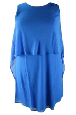 NEW Jessica London Blue Plus Size 16W Dress Sheath Cut Layered Chiffon Lined   - Image 1 of 4