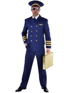 Flugkapitän Flug Kapitän Jet Pilot Piloten Anzug Kostüm Uniform Flieger Mütze - Bild 1 von 2