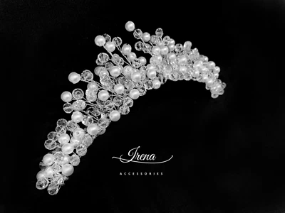 Acessórios de cabelo de casamento femininos de luxo tiaras feitos à mão pérolas cristal - Imagem 1 de 4