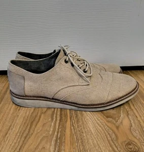 Scarpe Oxford beige Toms in tela da uomo taglia 13M punta ad ala - Foto 1 di 7