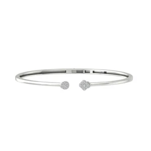 14k White Gold 0.2 ct Diamond Bangle Bracelet for Women 7" IJ Color I2I3 Clarity - Picture 1 of 5
