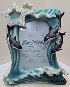 SEA WORLD Adventure Parks 3D Photo Picture Frame 4x6 Killer Whales w/ Waves Orca - Picture 1 of 11