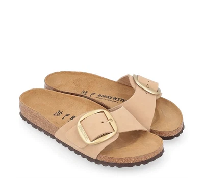 Sandalias de cuero Birkenstock Madrid con hebilla grande de cuero castillo de arena para mujer - EU 42, US 11 Foto 1 de 4