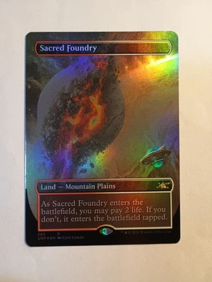 Sacred Foundry Borderless Foil Unfinity 285 Mtg Magic The Gathering UNF Rare NM - Image 1 of 2