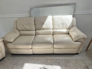 3 Seater Leather Lounge with fold outs at each end - Picture 1 of 2