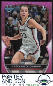 Caroline Ducharme Pink Refractor 2022-23 1st Bowman U Chrome #7 UConn Basketball - Picture 1 of 2