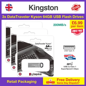 3 chiavetta di memoria flash Kingston DataTraveler Kyson 64 GB USB 3.2, CONSEGNA GRATUITA - Foto 1 di 4
