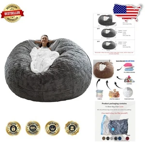 Giant 6FT Fluffy Sofa Bean Bag Cover - Versatile Storage & Relaxation Solution - Picture 1 of 8