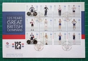 Isle of Man 2021 125 Years Great British Olympians FDC - Picture 1 of 2